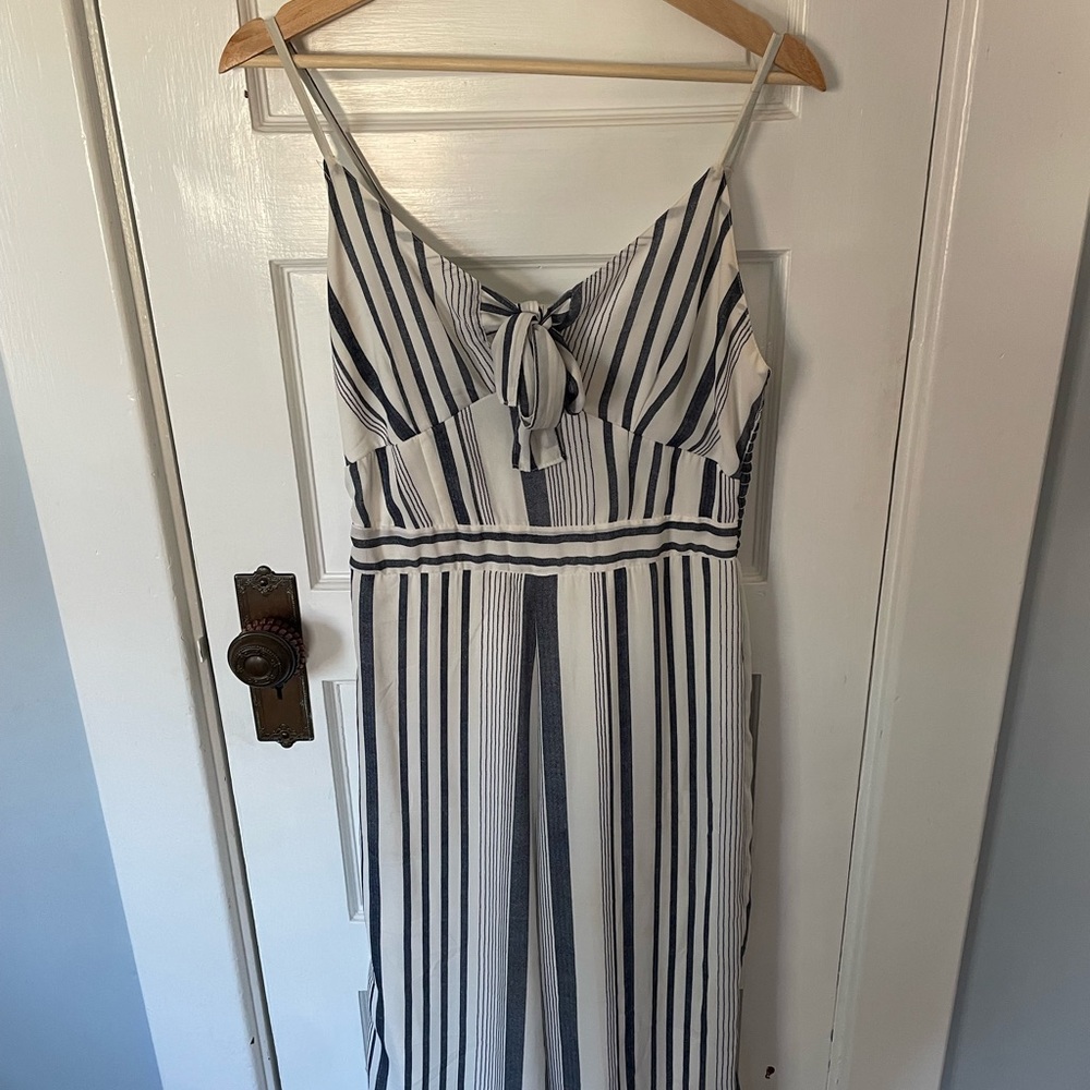 Blue and White Striped Romper